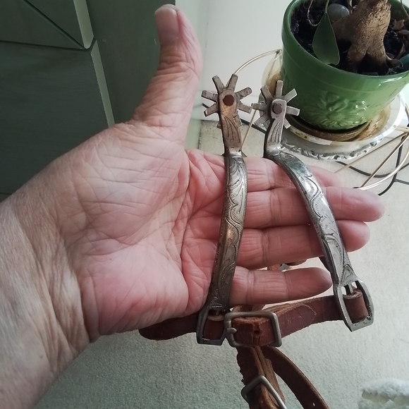 Vintage Silver and Brown Men's Spurs, 2 Pair - Picture 11 of 13